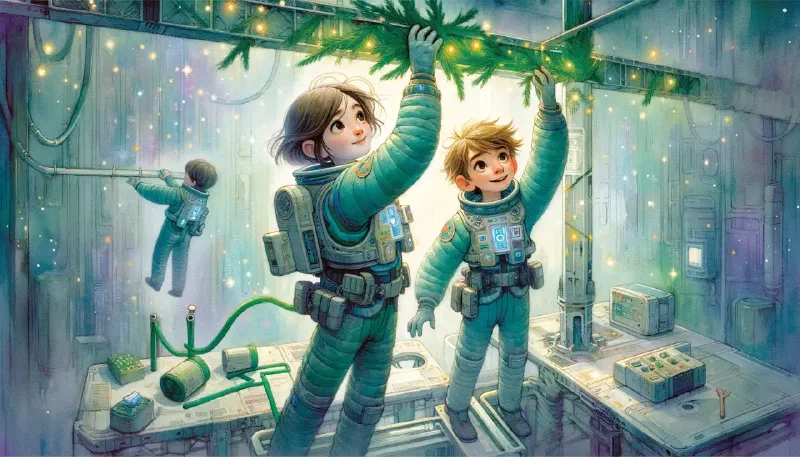 Ilustración de «Navidad en la Estación Espacial»