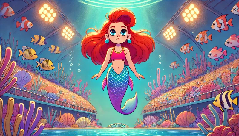 Ilustración de «Aria La Sirenita en los Juegos Olímpicos: Una Lección de Verdadero Valor»