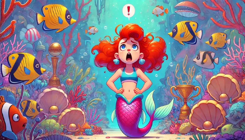 Ilustración de «Aria La Sirenita en los Juegos Olímpicos: Una Lección de Verdadero Valor»