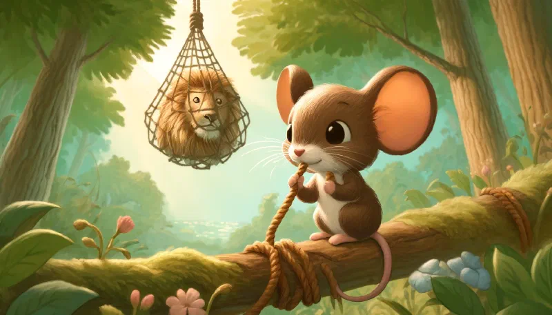Ilustración de «El León y El Ratón»