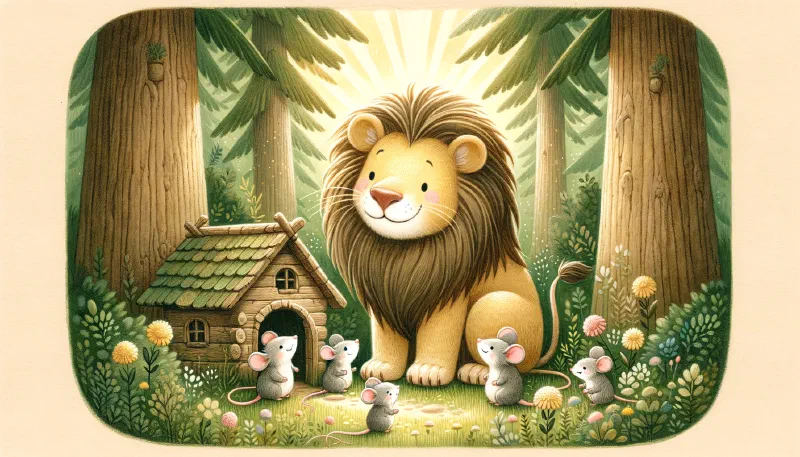 Ilustración de «El León y El Ratón»