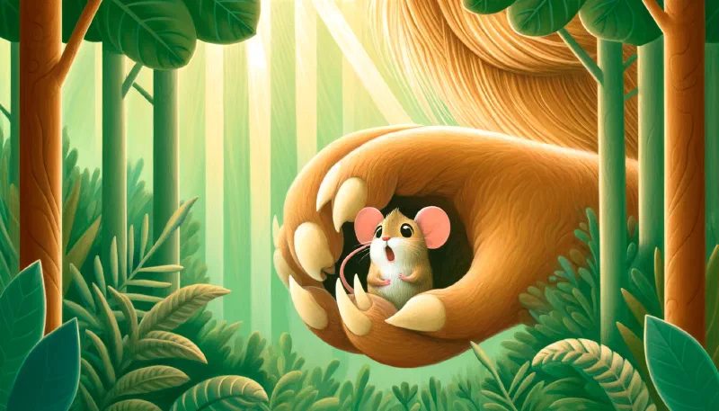 Ilustración de «El León y El Ratón»