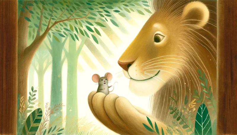 Ilustración de «El León y El Ratón»