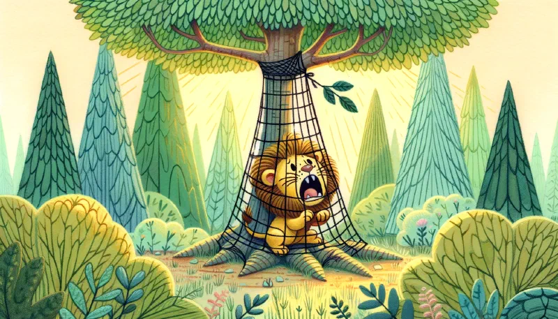 Ilustración de «El León y El Ratón»