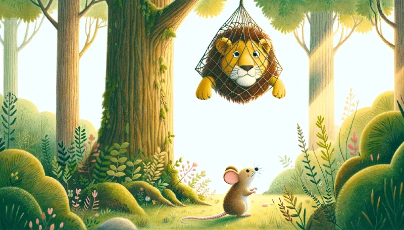 Ilustración de «El León y El Ratón»