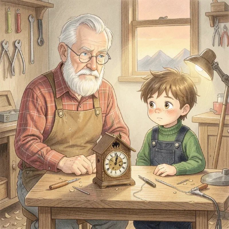 Ilustración de «Leo y el Secreto del Reloj de Cuco»