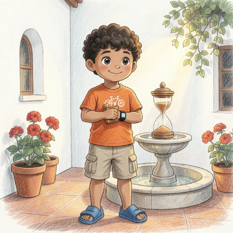 Ilustración de «Mateo y el Reloj de Arena de la Abuela Carmen»