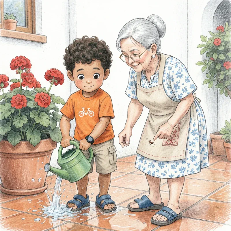 Ilustración de «Mateo y el Reloj de Arena de la Abuela Carmen»